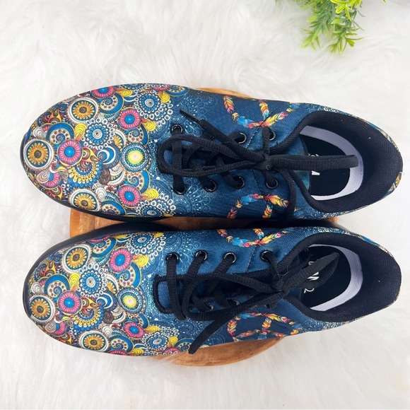 Yes We Vibe Peace and Mandala Feathers design Lightweight Vegan sneakers 8 - Picture 3 of 8